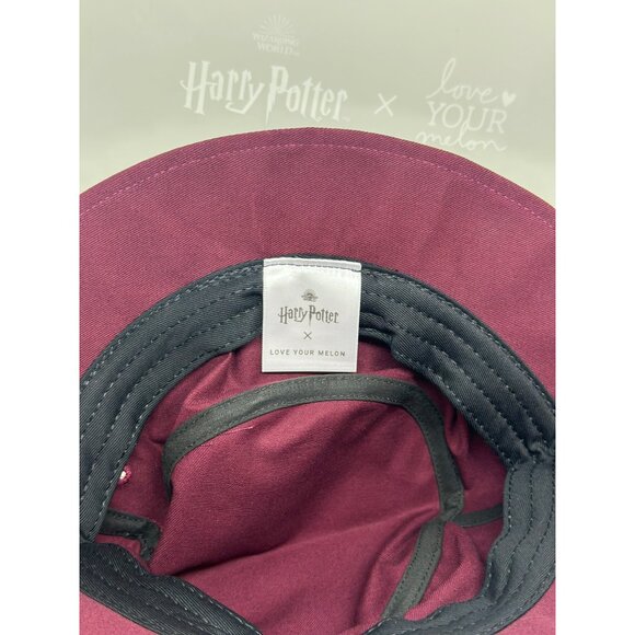 NEW Harry Potter X Love Your Melon Burgundy Bucket Hat Embroidered Glasses L/XL